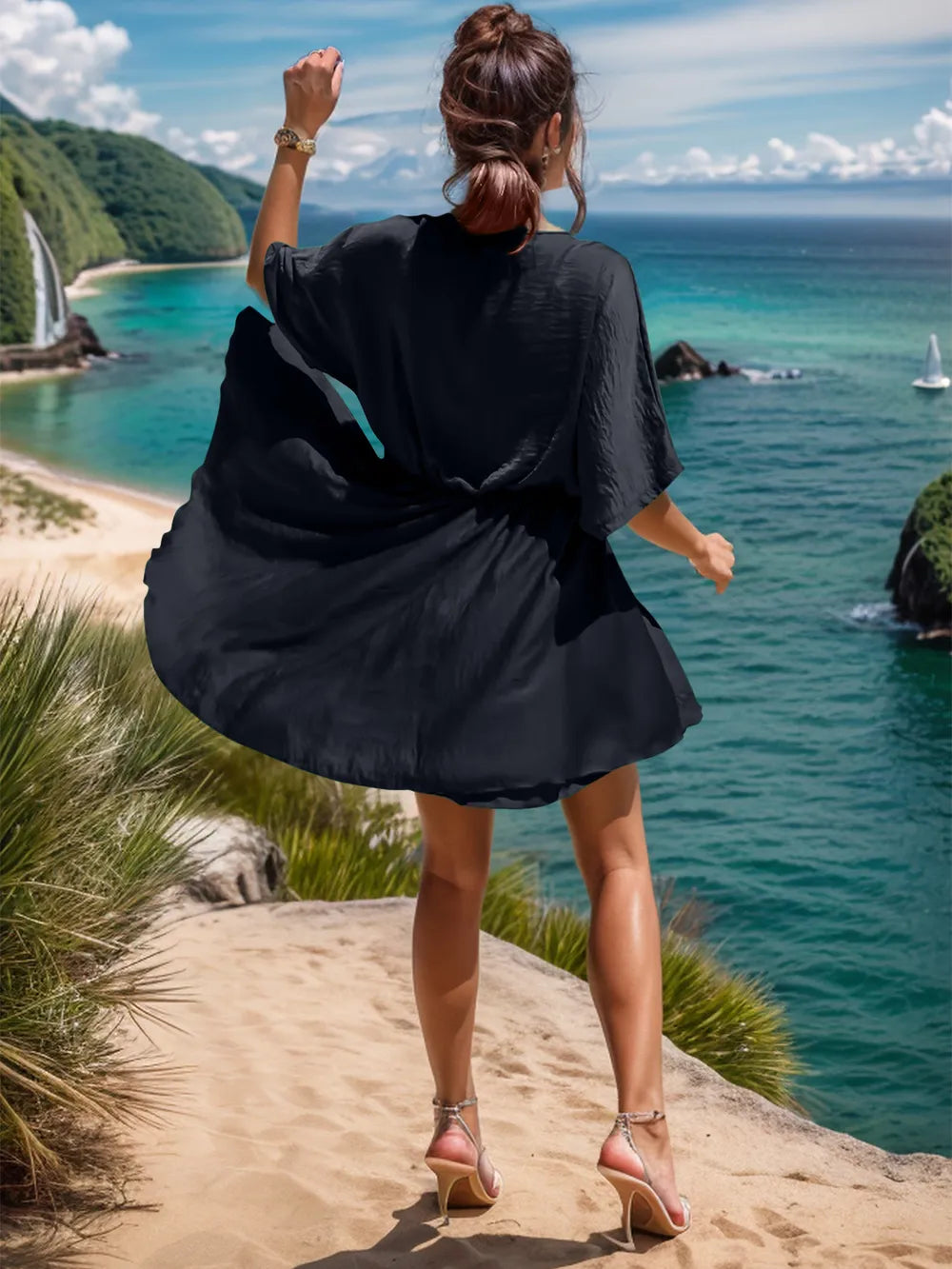 Surplice Half Sleeve Mini Dress (3)