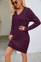 Cable-knit Long Sleeve Sweater Dress (9)