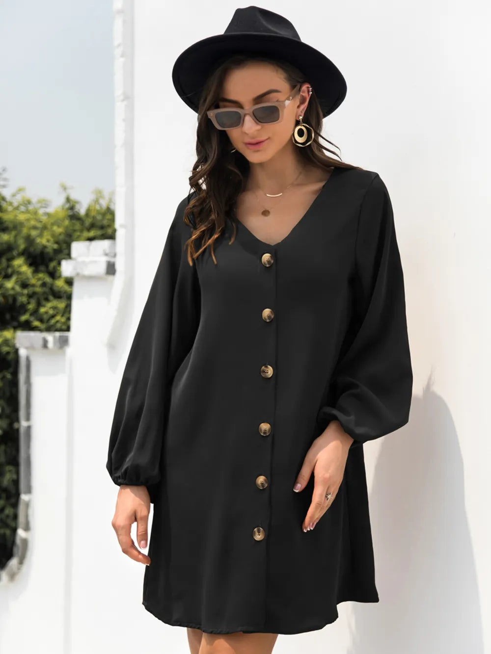 V-neck Long Sleeve Mini Dress (11)