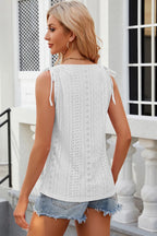 Eyelet Round Neck Wide Strap Tank (8)
