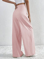 V-waisted Ruched Front Wide Leg Pants (4)