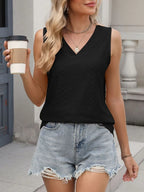 V-neck Eyelet Knit Cami Tank Top (23)