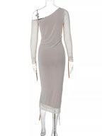 One-shoulder Ruched Bodycon Midi Dress (10)