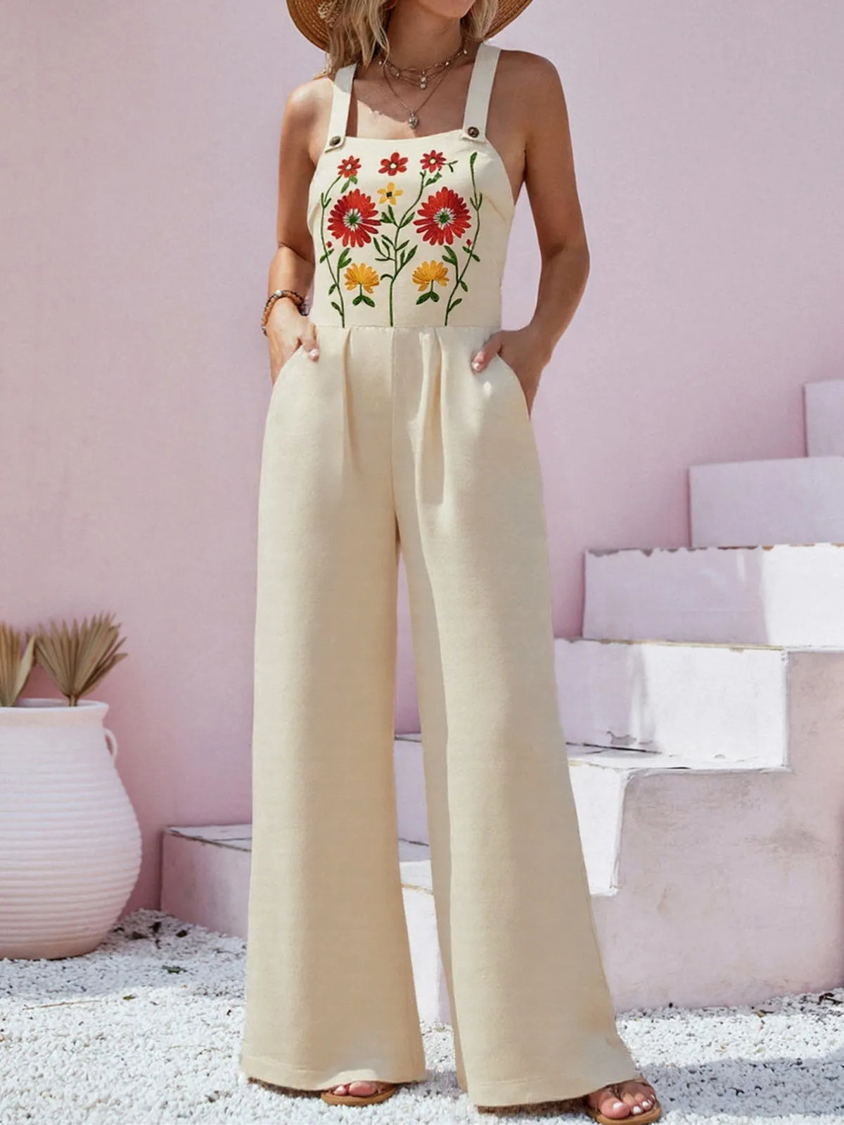 Floral Embroidered Wide Leg Jumpsuit (2)
