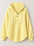 Full Size Waffle Knit Button Detail Hoodie Plus (13)