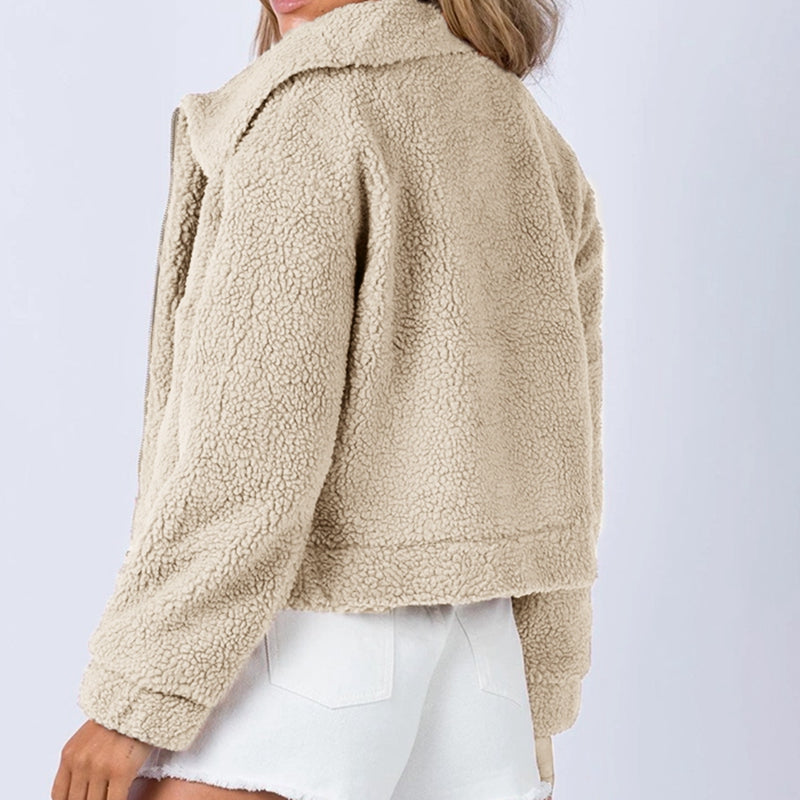 Long Sleeve Collared Neck Sherpa Jacket (9)