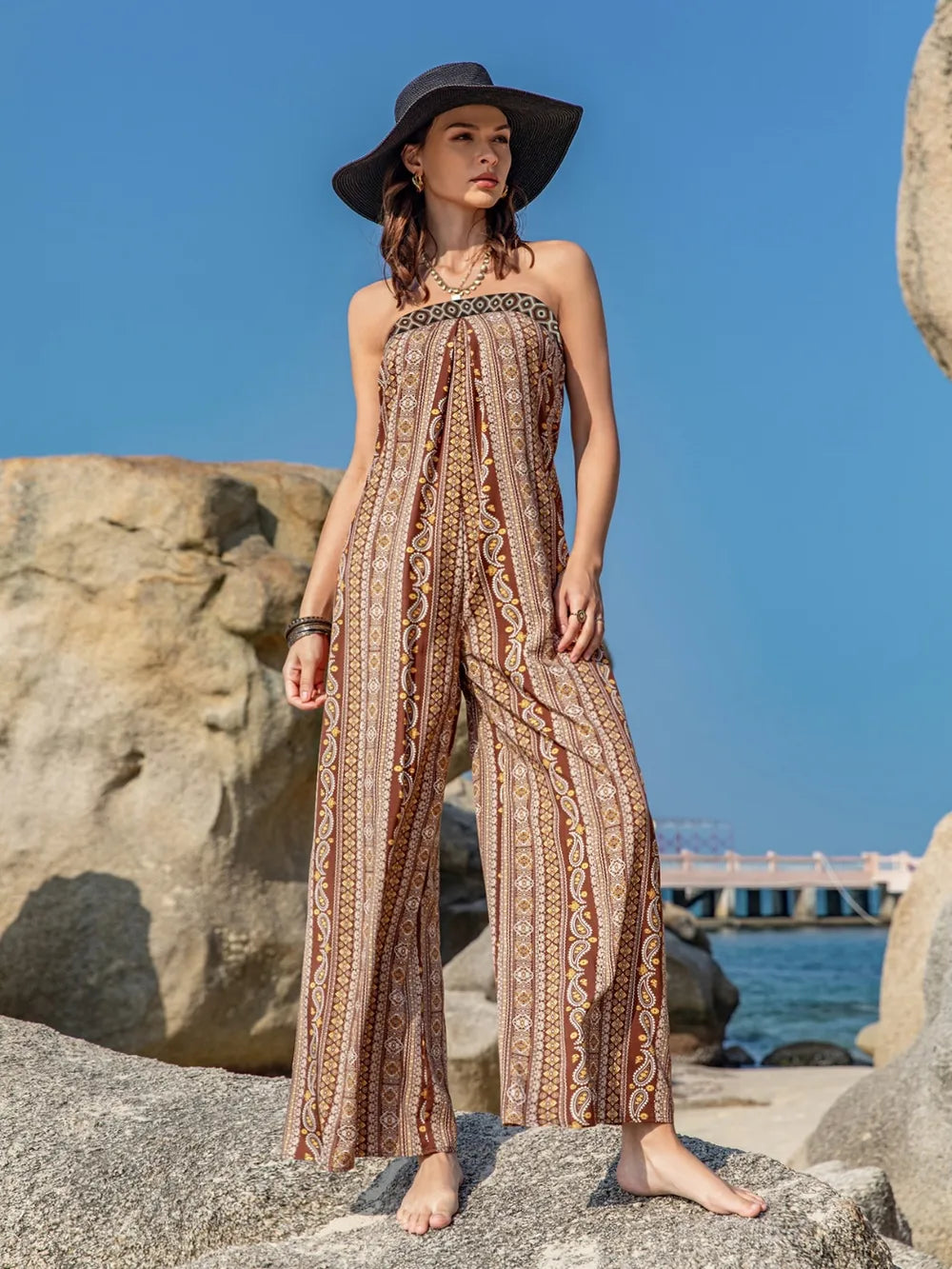 Tied Printed Tube Wide Leg Jumpsuit (13)