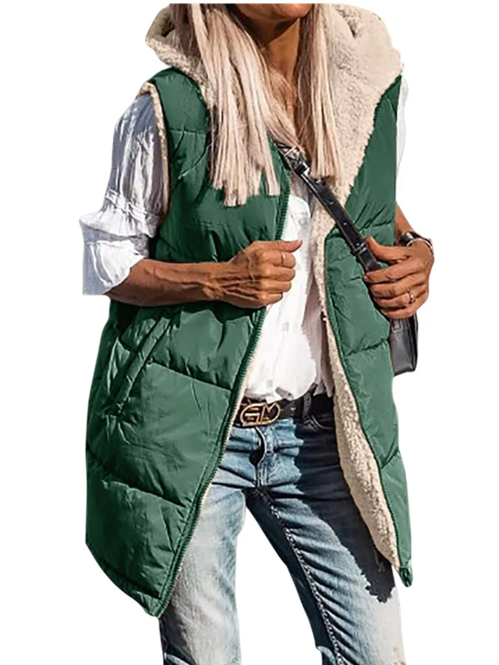 Full Size Hooded Sherpa-lined Puffer Vest Coat Plus (32)
