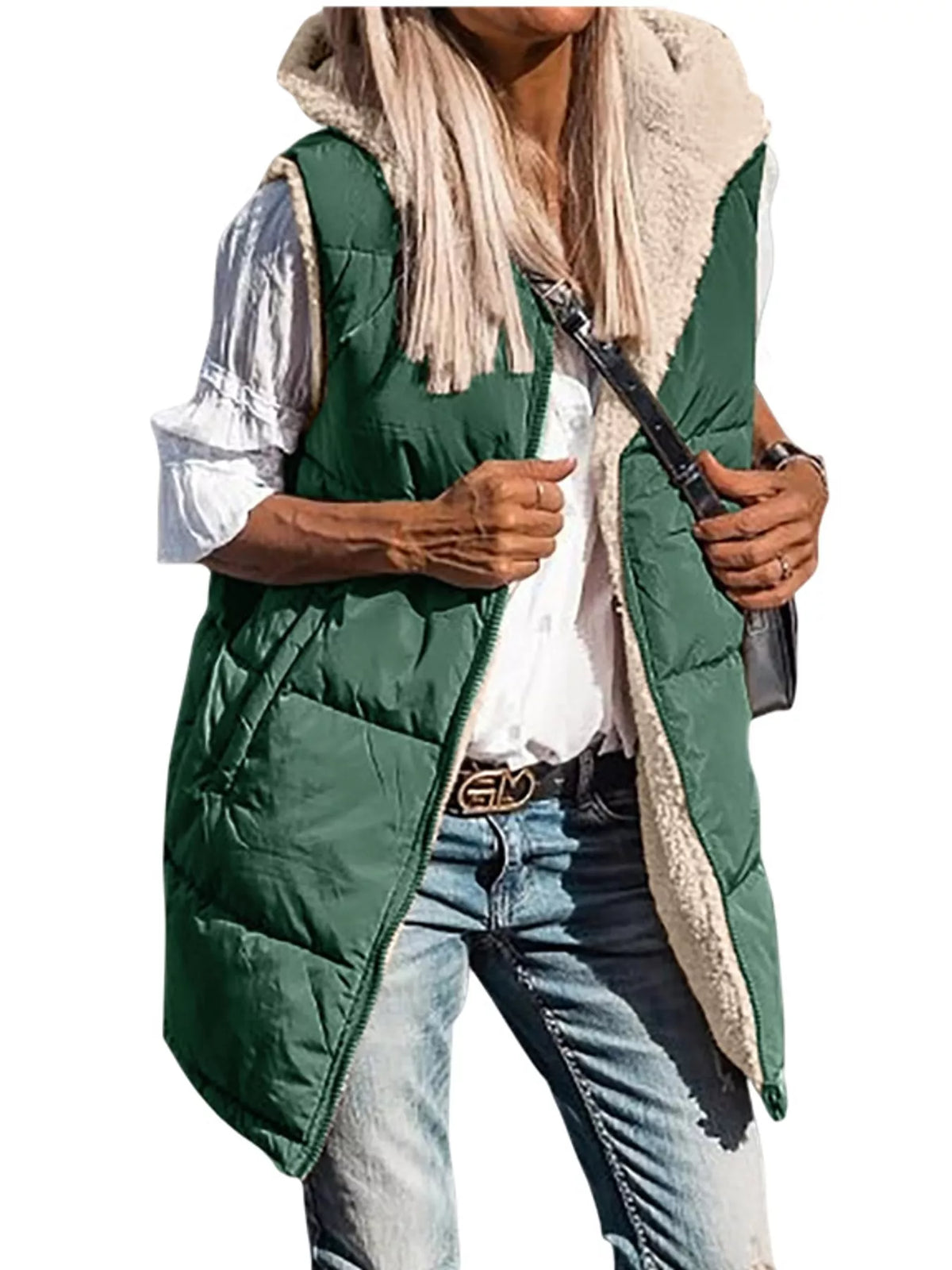Full Size Hooded Sherpa-lined Puffer Vest Coat Plus (32)