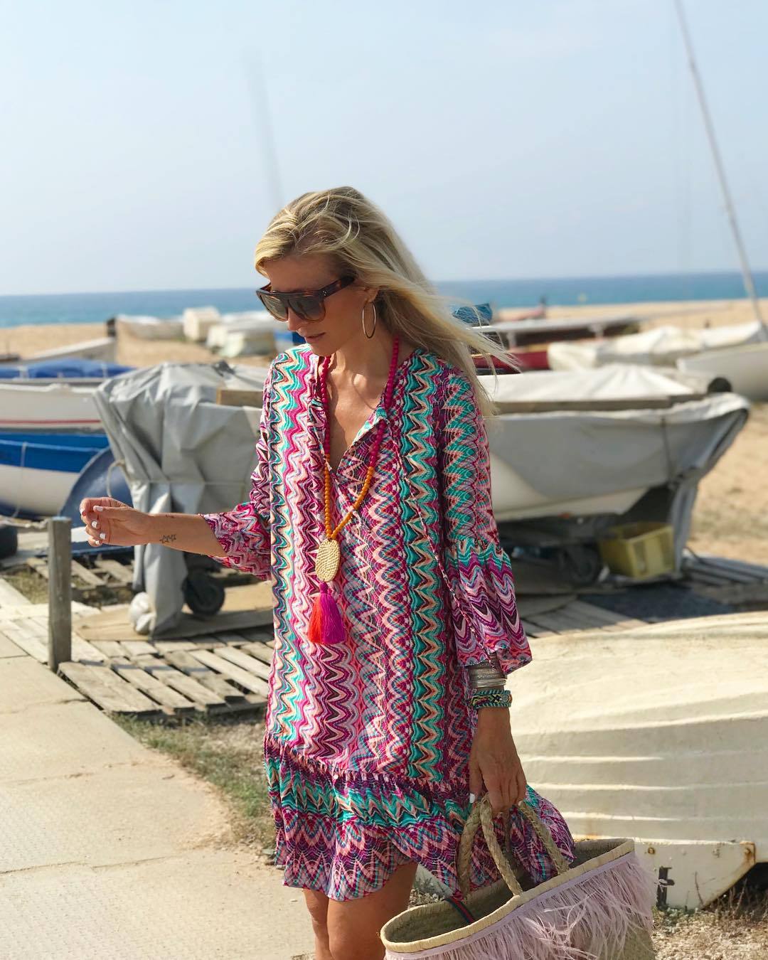 Printed V-neck Dress photo 2