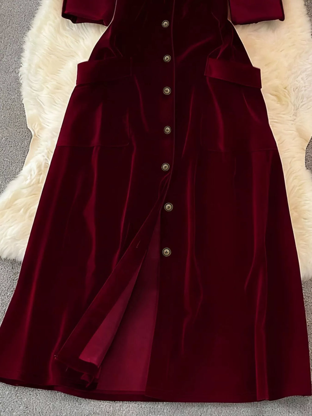 Velvet Button-down Midi Dress (8)