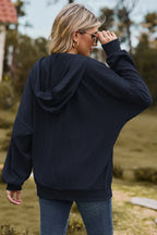 Drawstring Zip Up Dropped Shoulder Hoodie (8)