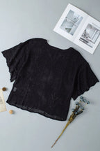 Scallop Edge Half Sleeve Pointelle Knit Top (11)
