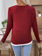 Ribbed Knit Long Sleeve Henley T-shirt (14)