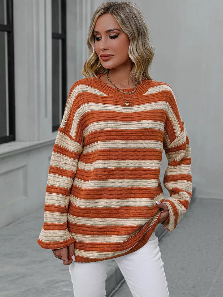 Striped Dropped Shoulder Sweater (11)