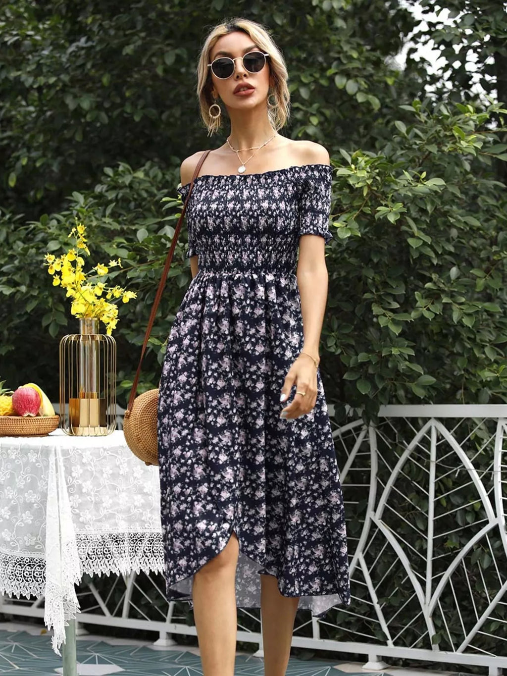 Off Shoulder Floral Slit Dress (6)