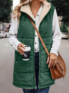 Full Size Hooded Sherpa-lined Puffer Vest Coat Plus (30)