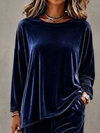 Full Size Velvet Long Sleeve Top Pants Set Plus (11)