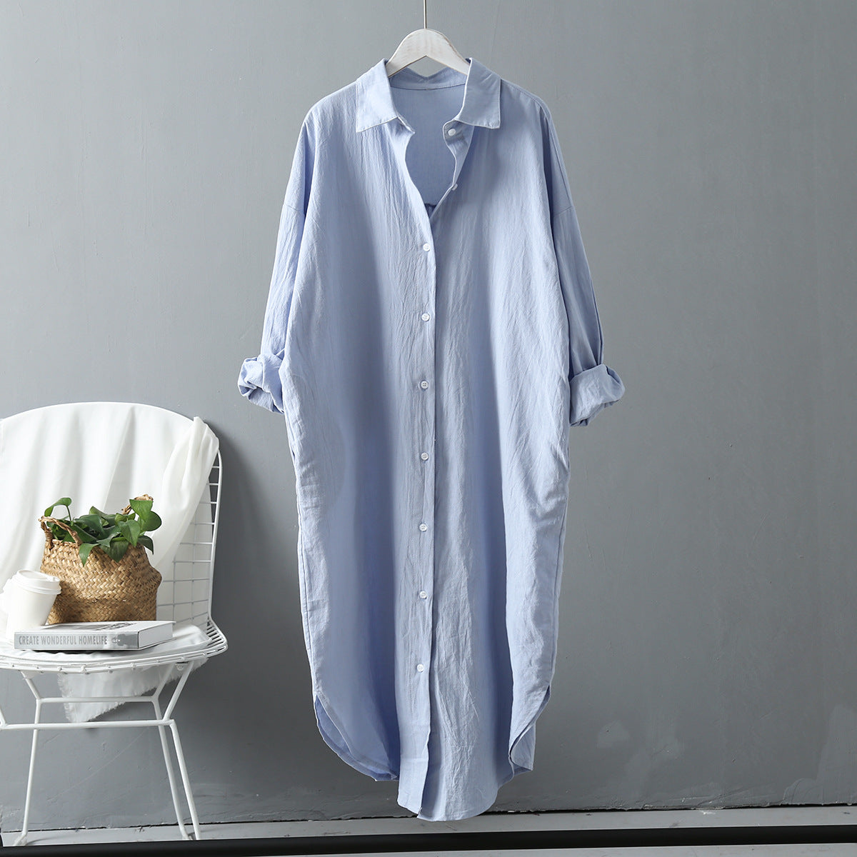 Shirt Dress variant CJNSSYLY10375-Blue-L|CJNSSYLY10375-Blue-XL|CJNSSYLY10375-Blue-M|CJNSSYLY10375-Blue-S