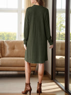 Notched Long Sleeve Mini Dress Pockets (12)
