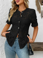 Button Down Half Sleeve Lace Shirt (15)