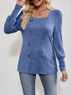 Ribbed Knit Slit Long Sleeve T-shirt (9)