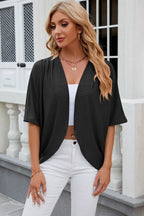 Eyelet Open Front Half Sleeve Cardigan (19)