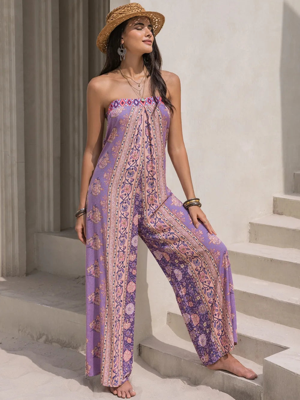 Tied Printed Tube Wide Leg Jumpsuit (5)