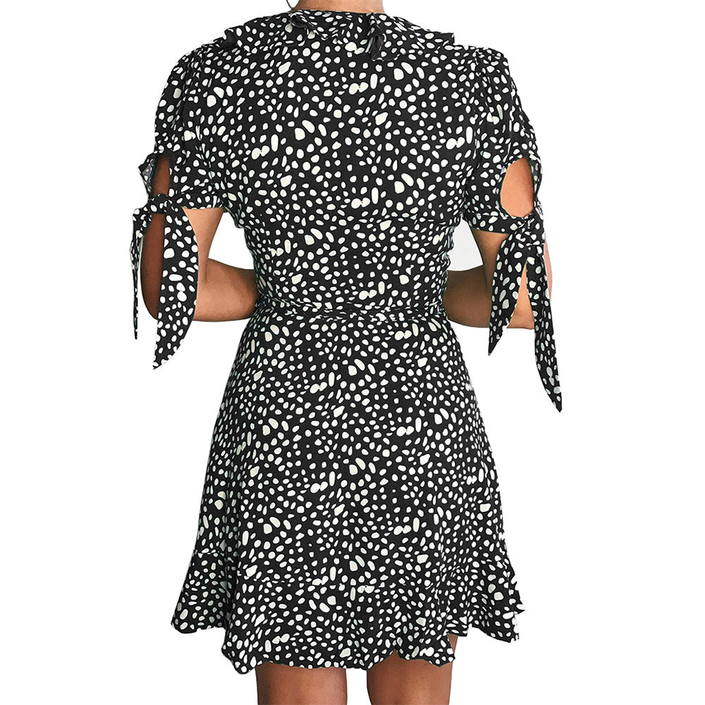 V-neck Short Sleeve Printed Skirt Dress photo 7