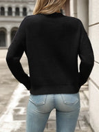Cable-knit Round Neck Long Sleeve Sweater (11)