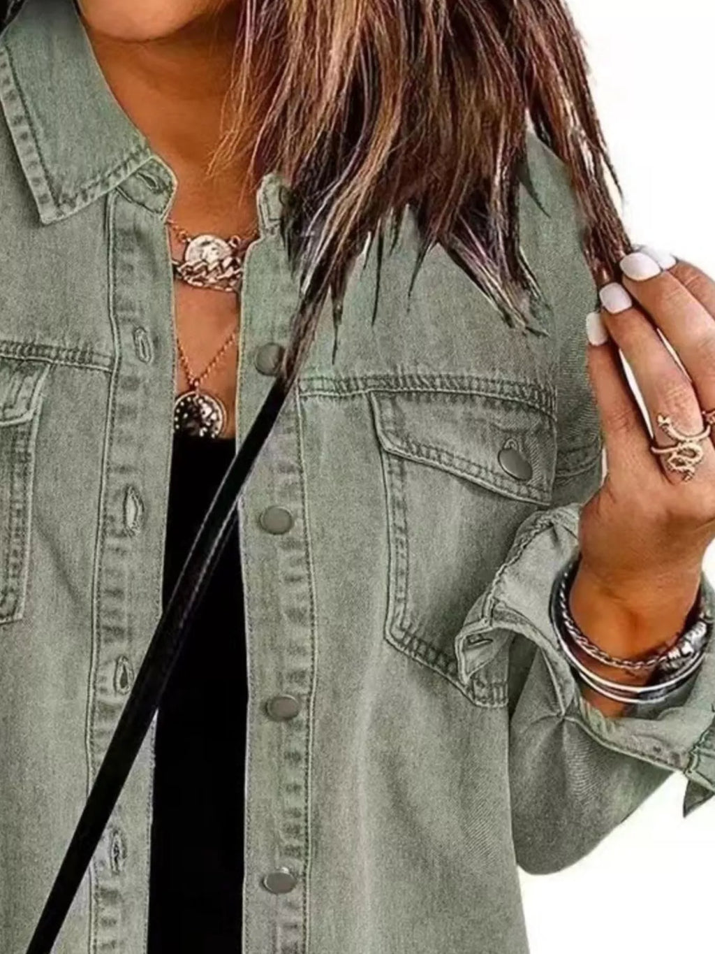 Frayed Hem Button Up Denim Jacket (12)