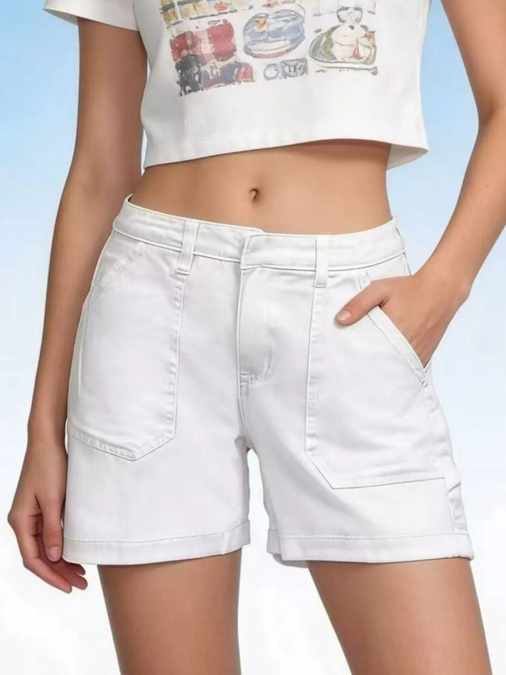 Pocketed Denim Shorts