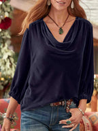 Cowl Neck Three-quarter Sleeve Top