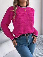 Contrast Trim Round Neck Sweater (3)