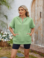 Half Zip Short Sleeve Hooded Top (12)