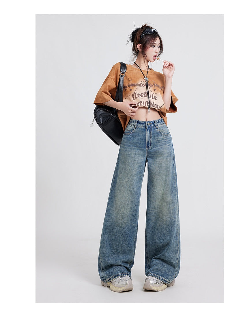 Wide Leg Jeans High Waist Baggy Straight Trousers photo 16