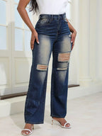 High-waisted Distressed Wide-leg Jeans (2)