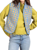 Plaid Zip Up Vest Coat (9)