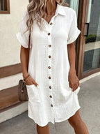 Casual Button Down Shirt Dress Pockets (2)