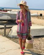 Printed V-neck Dress photo 1