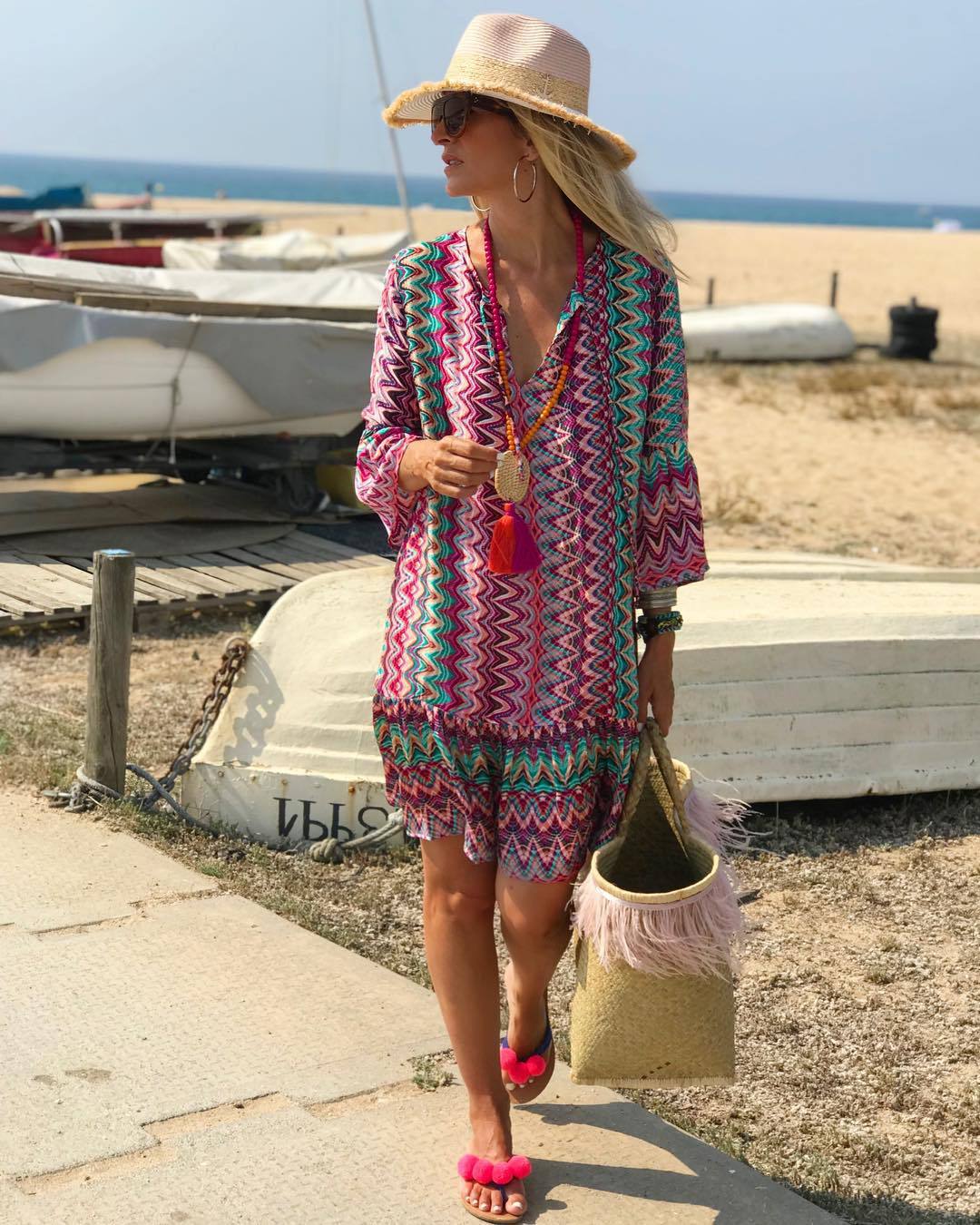 Printed V-neck Dress photo 1