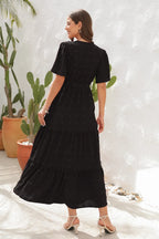 Swiss Dot Tied Surplice Short Sleeve Dress (6)