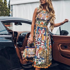 Sleeveless Midi Retro Print Dress photo 4