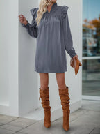 Ruffled Notched Long Sleeve Dress (20)