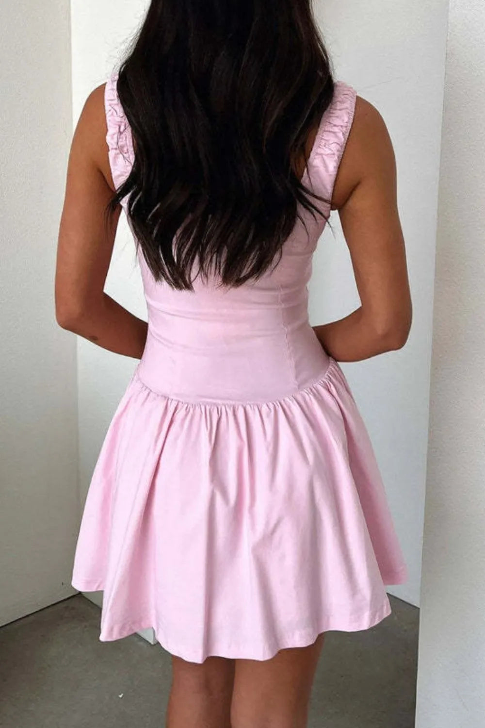 Decorative Button Square Neck Cami Dress (8)