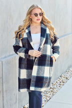 Full Size Plaid Button Up Lapel Collar Coat (19)