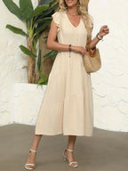 V-neck Ruffle Sleeve Dress (2)