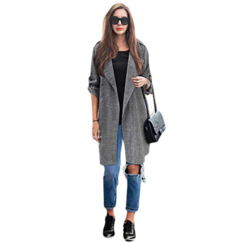 Coat Cardigan Trench variant CJNSWTQB01264-Grey-M|CJNSWTQB01264-Grey-5XL|CJNSWTQB01264-Grey-3XL|CJNSWTQB01264-Grey-4XL|CJNSWTQB01264-Grey-L|CJNSWTQB01264-Grey-XXL|CJNSWTQB01264-Grey-XL