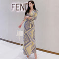 Blocked Gray Yellow Maxi Dress variant CJNSSYLY04568-Yellow-XL|CJNSSYLY04568-Yellow-M|CJNSSYLY04568-Yellow-L|CJNSSYLY04568-Yellow-XXL|CJNSSYLY04568-Yellow-S