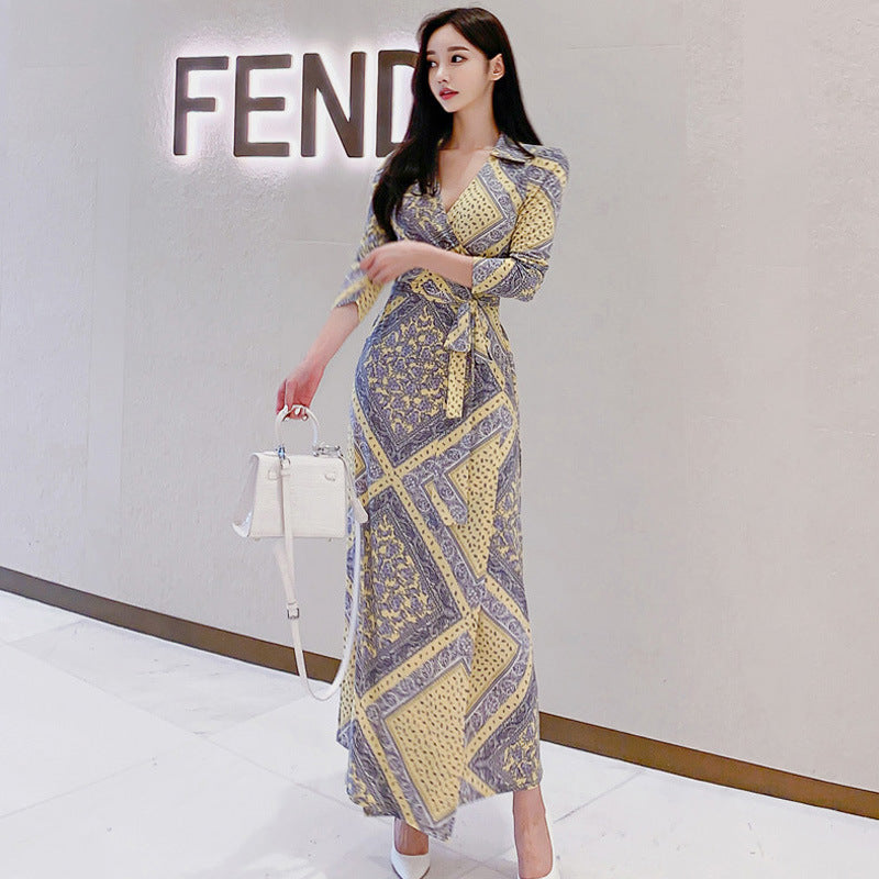 Blocked Gray Yellow Maxi Dress variant CJNSSYLY04568-Yellow-XL|CJNSSYLY04568-Yellow-M|CJNSSYLY04568-Yellow-L|CJNSSYLY04568-Yellow-XXL|CJNSSYLY04568-Yellow-S